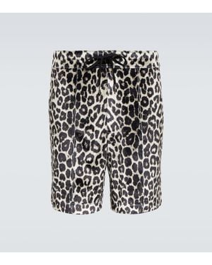 Tom Ford Leopard-Print Satin Shorts - Black