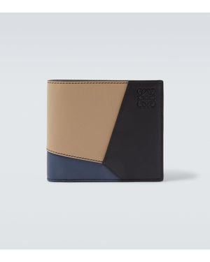 Loewe Cartera Plegable Puzzle De Piel - Azul