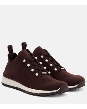 Jimmy Choo Verzierte Sneakers Veles Aus Kaschmir - Braun