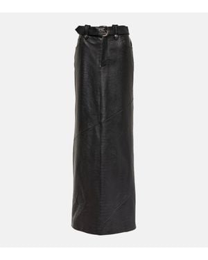 Alessandra Rich Mock-Croc Leather Maxi Skirt - Black