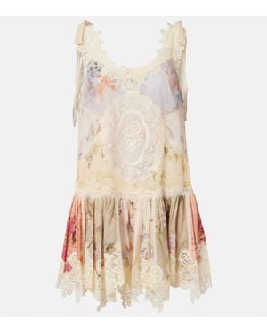 Zimmermann Cascadian Floral Lace Cotton Minidress - Natural