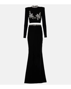 Miss Sohee Verziertes Cropped-Top Und Maxirock - Schwarz