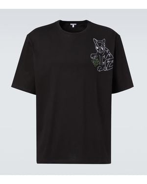 Loewe X Louis Wain Camiseta De Jersey De Algodon Bordada - Negro