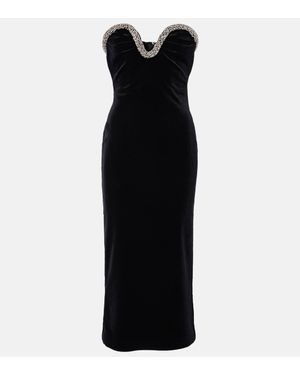 Roland Mouret Embellished Strapless Velvet Midi Dress - Black