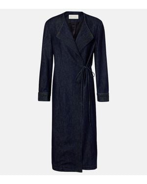 Dries Van Noten Denim Wrap Coat - Blue