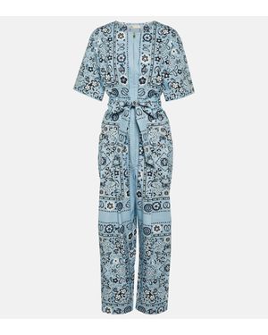 Tory Burch Printed Cotton Jumpsuit - Blue