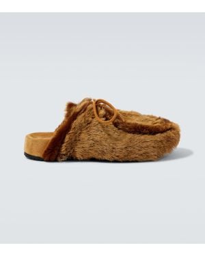 Dries Van Noten Slippers Aus Shearling - Braun