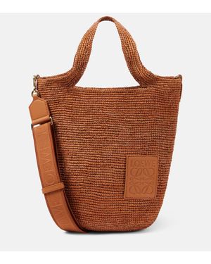 Loewe Borsa Slit Mini in rafia - Marrone