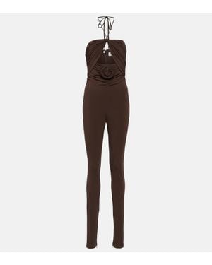 Magda Butrym Floral-Applique Cutout Jersey Jumpsuit - Brown