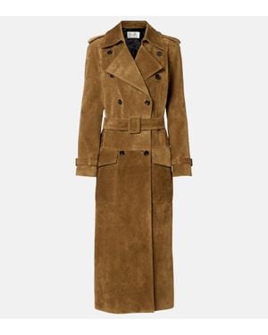 Saint Laurent Suede Trench Coat - Natural