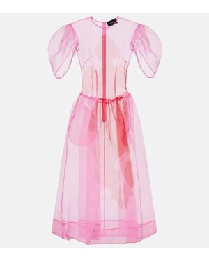 Simone Rocha Printed Organza Midi Dress - Pink