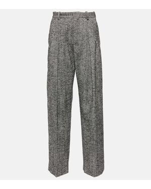 Victoria Beckham High-Rise Wool-Blend Wide-Leg Trousers - Grey