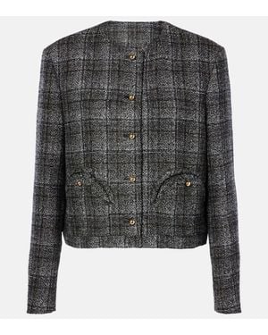 Blazé Milano Lulua Shamo Checked Cropped Wool-Blend Jacket - Gray