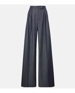 Max Mara Baden Pleated Virgin Wool Wide-Leg Trousers - Blue