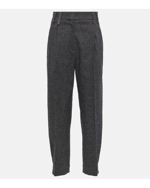 Brunello Cucinelli Mid-Rise-Hose Aus Einem Wollgemisch - Grau