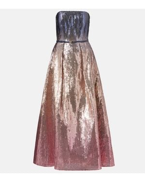 Elie Saab Ombre Sequined Strapless Gown - Purple