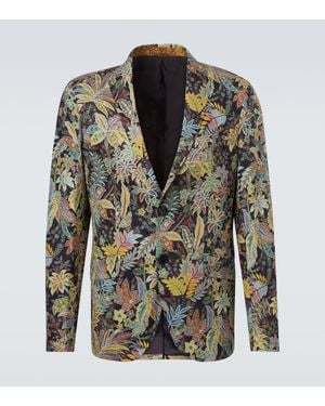 Etro Roma Printed Wool-Blend Blazer - Green