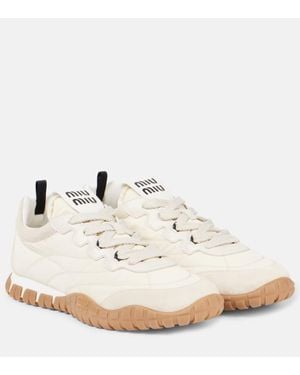 Miu Miu Tyre Suede-Trimmed Sneakers - White