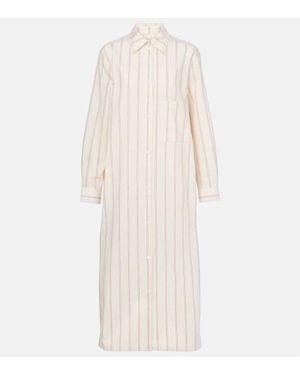 TOTEME Striped Cotton And Silk Shirt Dress - Natural