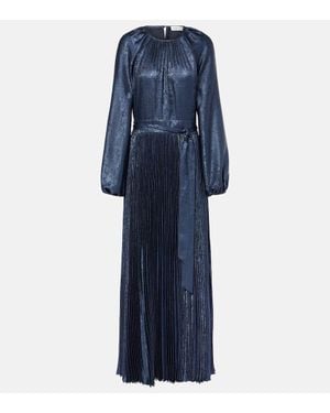 Jonathan Simkhai Varenya Pleated Satin Maxi Dress - Blue