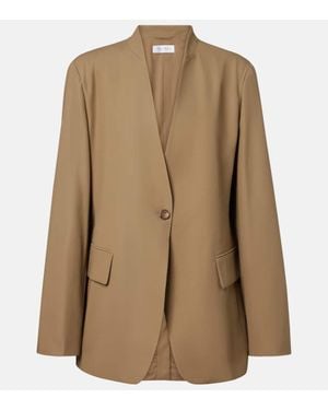 Max Mara Segnale Cotton Twill Blazer - Natural