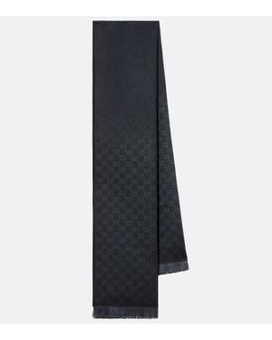 Gucci Gg Wool Jacquard Scarf - Blue