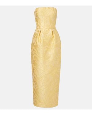 Monique Lhuillier Floral Jacquard Cocktail Dress - Yellow