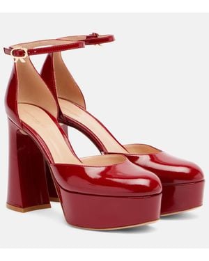 Gianvito Rossi Hilary 100 Patent Leather Platform Court Shoes - Red