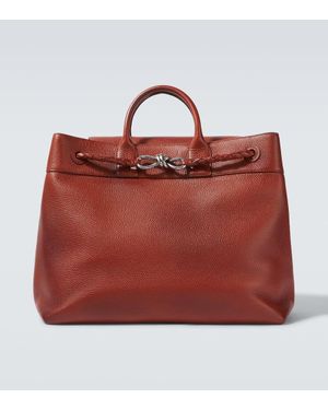 Bottega Veneta Andiamo Voyager Leather Tote Bag - Red