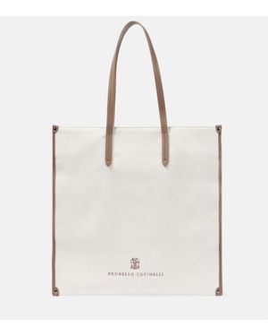 Brunello Cucinelli Tote Leisure Large De Lona - Blanco