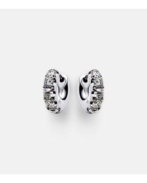 Roxanne First Pendientes De Aro Super Duper De Oro De 14 Ct Con Diamantes - Blanco