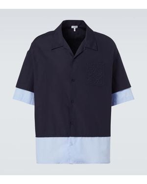 Loewe Anagram Cotton Poplin Bowling Shirt - Blue