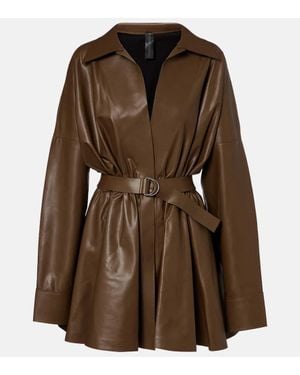 Norma Kamali Oversized Belted Shirt Dress - Brown