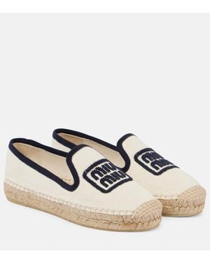 Miu Miu Espadrilles Mit Logo-Stickerei - Natur