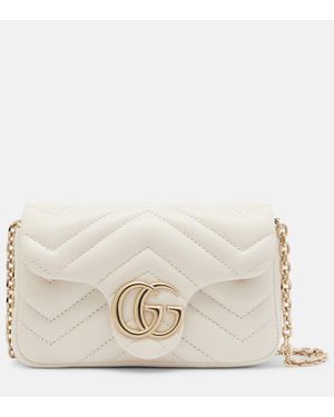 Gucci Schultertasche Gg Marmont Mini Aus Leder - Natur