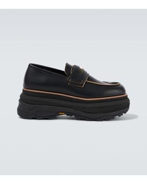 Sacai Leather Platform Loafers - Black