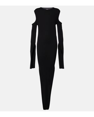 Rick Owens Caped Wool Maxi Dress - Black