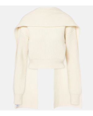 Erdem Cropped Wool And Cashmere Scarf Jumper - Natural