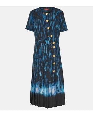 Altuzarra Myrtle Printed Pleated Midi Dress - Blue