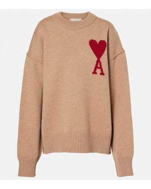 Ami Paris Pullover Ami De Cour in lana - Marrone
