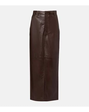 Brunello Cucinelli Jupe Longue En Cuir - Marron