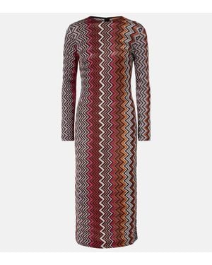 Missoni Abito Midi A Zig-Zag - Rosso
