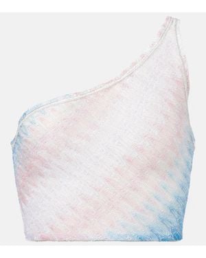 Missoni Wave Cropped One-Shoulder Top - White