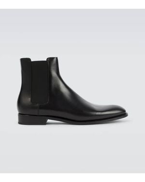 Saint Laurent Adrien Leather Chelsea Boots - Black