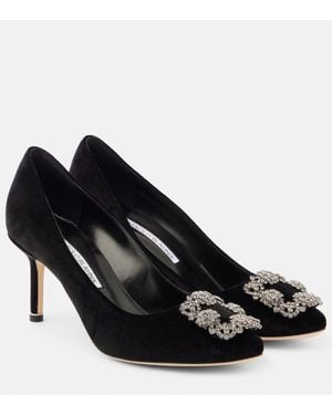 Manolo Blahnik Pumps Hangisi 70 Aus Samt Mit Kristallen - Schwarz