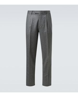 ZEGNA Gerade Hose Aus Wollflanell - Grau