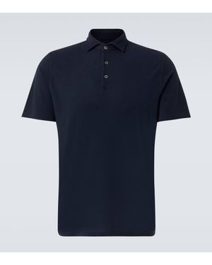 Fedeli Cotton Pique Polo Shirt - Blue