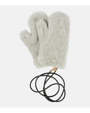 Max Mara Ombrato Teddy Mittens - Grey