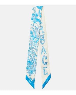 Versace Tuch Underwater Barocco Aus Seiden-Twill - Blau
