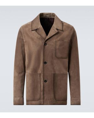 Berluti Jacke Patina Aus Veloursleder - Braun